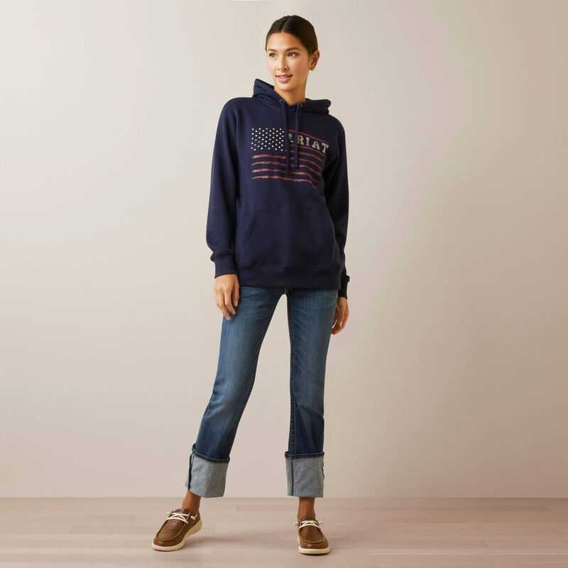 Ariat REAL Flying Flag Hoodie Navy | 190TPWHDY