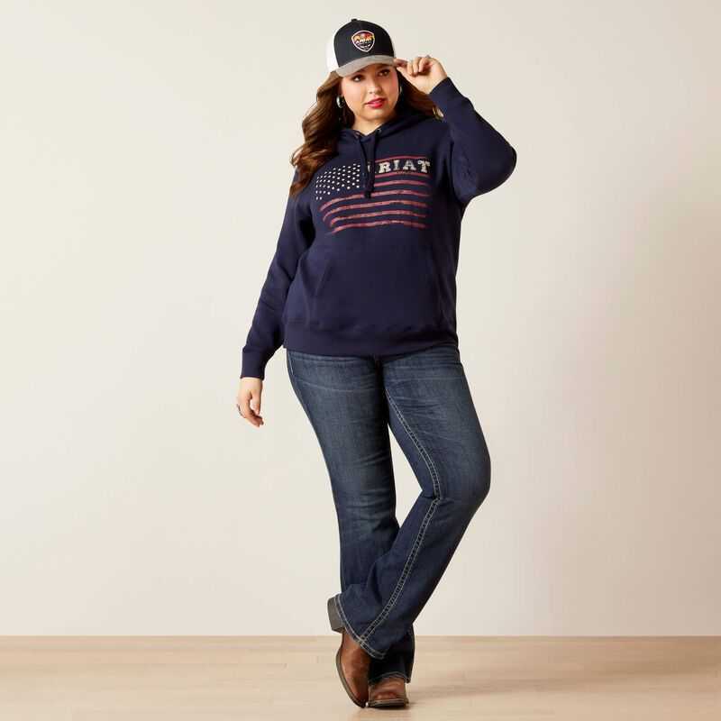 Ariat REAL Flying Flag Hoodie Navy | 190TPWHDY