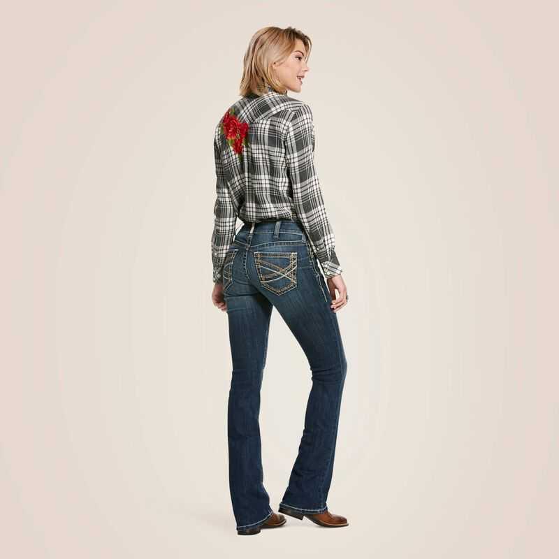 Ariat R.E.A.L. Mid Rise Stretch Entwined Festival Boot Cut Jean Blue | 254UZPVSX