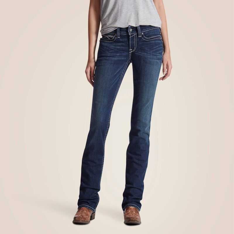 Ariat R.E.A.L. Mid Rise Stretch Icon Stackable Straight Leg Jean Ocean | 342ESWJQK