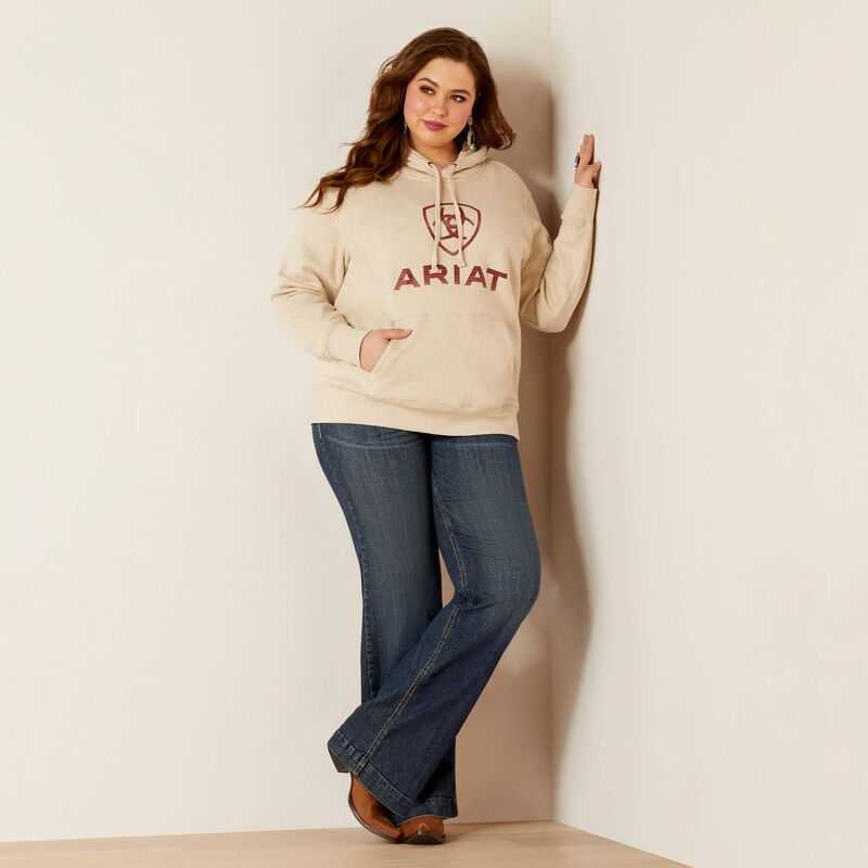 Ariat REAL Ombre Shield Hoodie Beige | 427XAOWNT