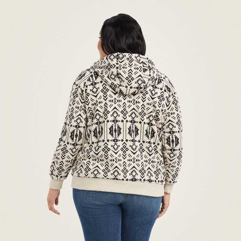 Ariat REAL Sherpa Full Zip Hoodie Oaxaca Print | 051TEUKDP