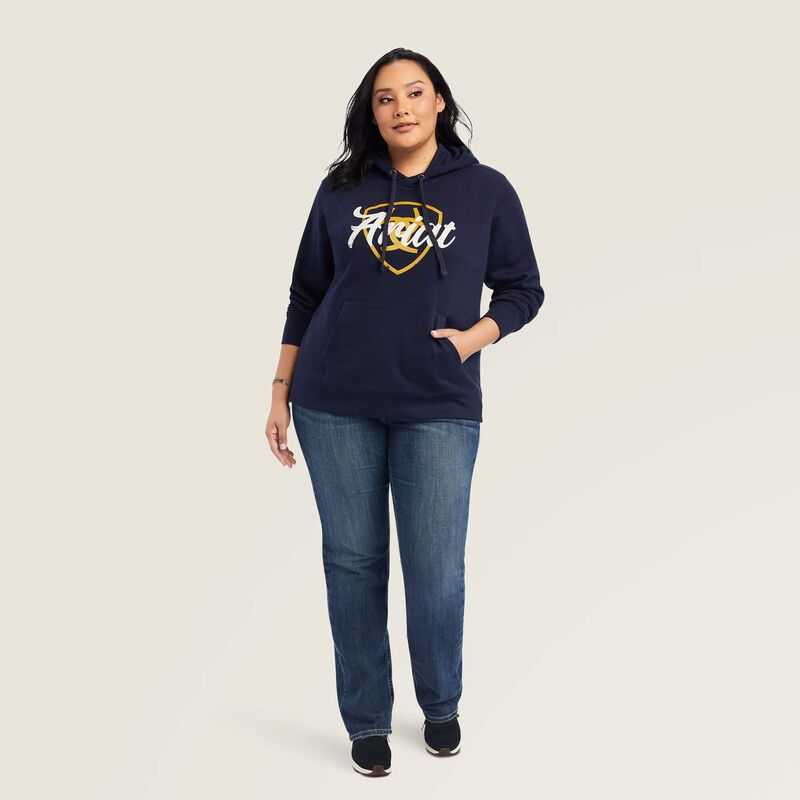 Ariat REAL Shield Logo Hoodie Navy | 830AHNSCG