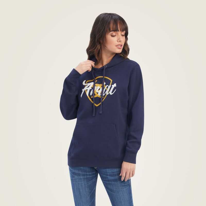 Ariat REAL Shield Logo Hoodie Navy | 830AHNSCG