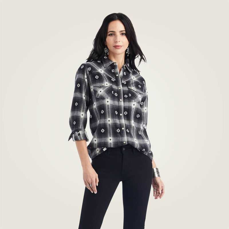 Ariat REAL Thunderstorm Shirt Thunderstorm Plaid Dobby Flann | 394AYGLJE