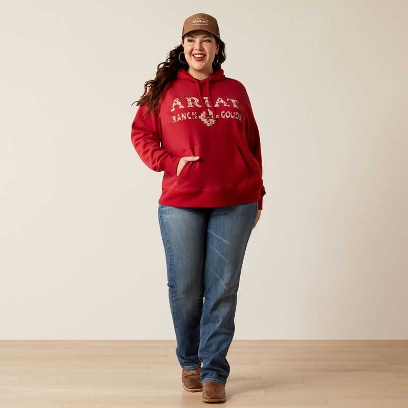 Ariat Ranch Goods Hoodie Red | 239IMYAOR