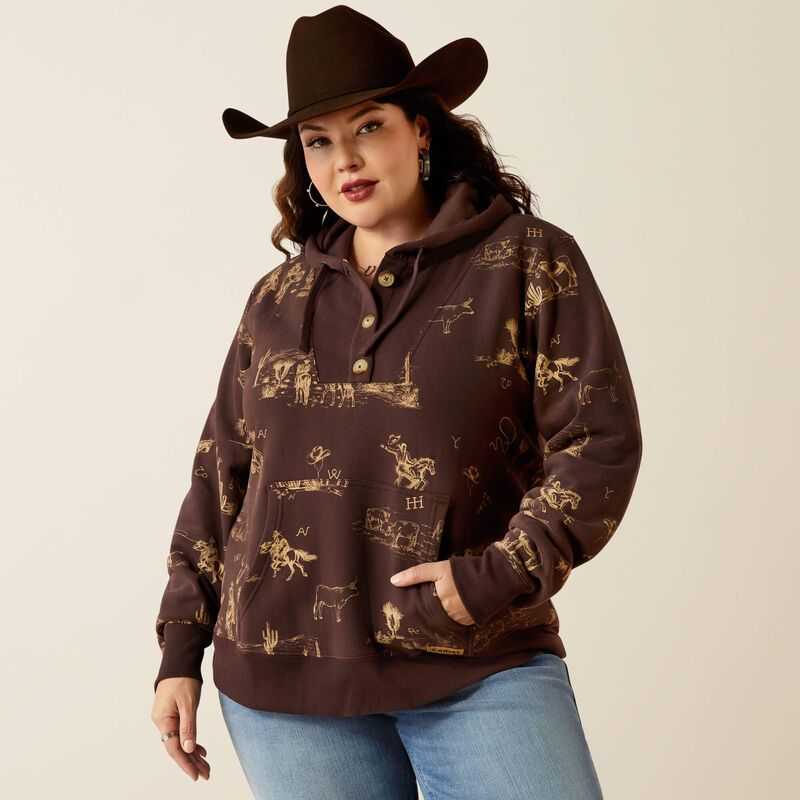 Ariat Ranchin Hoodie Ranchin Print | 098MOYEDG