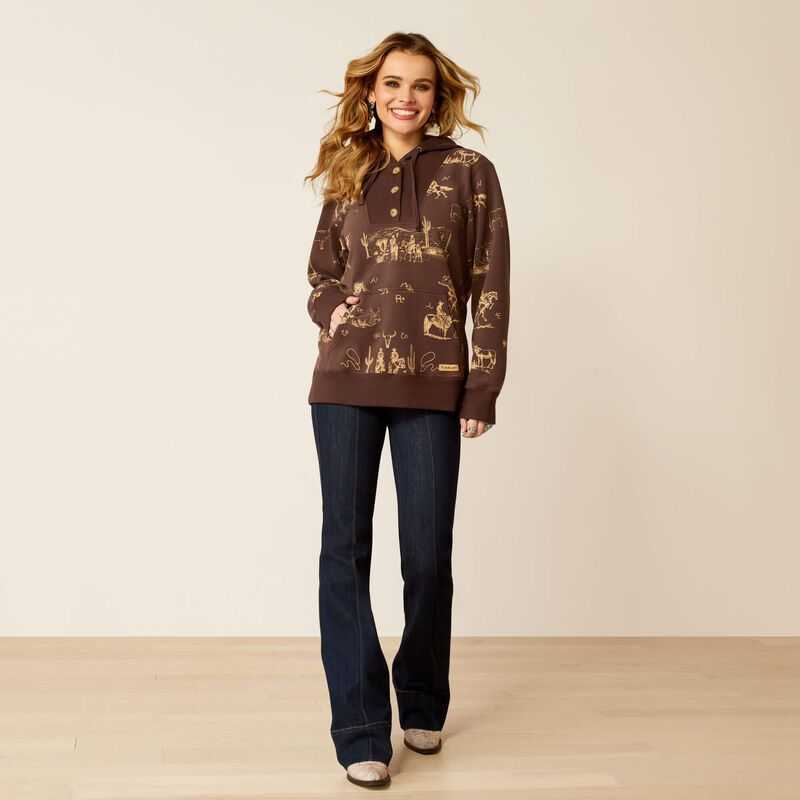 Ariat Ranchin Hoodie Ranchin Print | 098MOYEDG