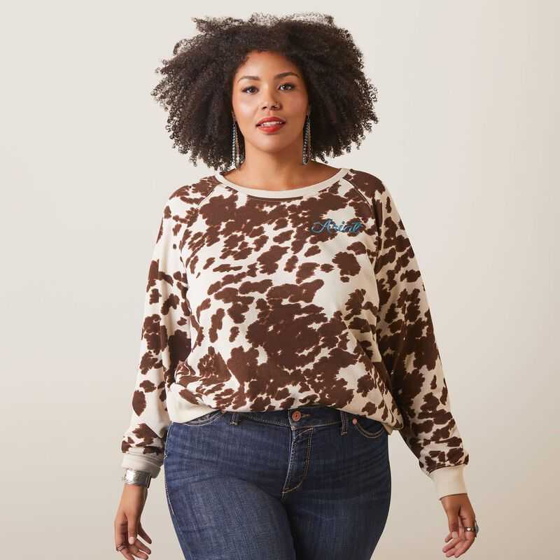 Ariat Real Hide Crew Sweatshirt Mustang Pony Print | 273OWUNVA