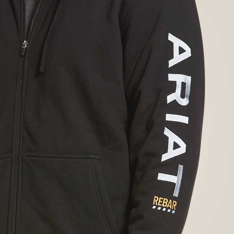 Ariat Rebar All-Weather Full Zip Hoodie Black | 589IMVTPJ