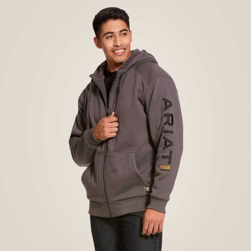 Ariat Rebar All-Weather Full Zip Hoodie Grey | 024GBEKCA