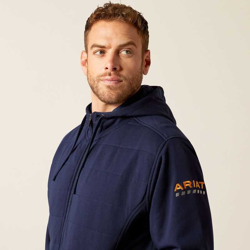 Ariat Rebar All-Weather Insulated Full Zip Hoodie Navy | 723ABHQUS