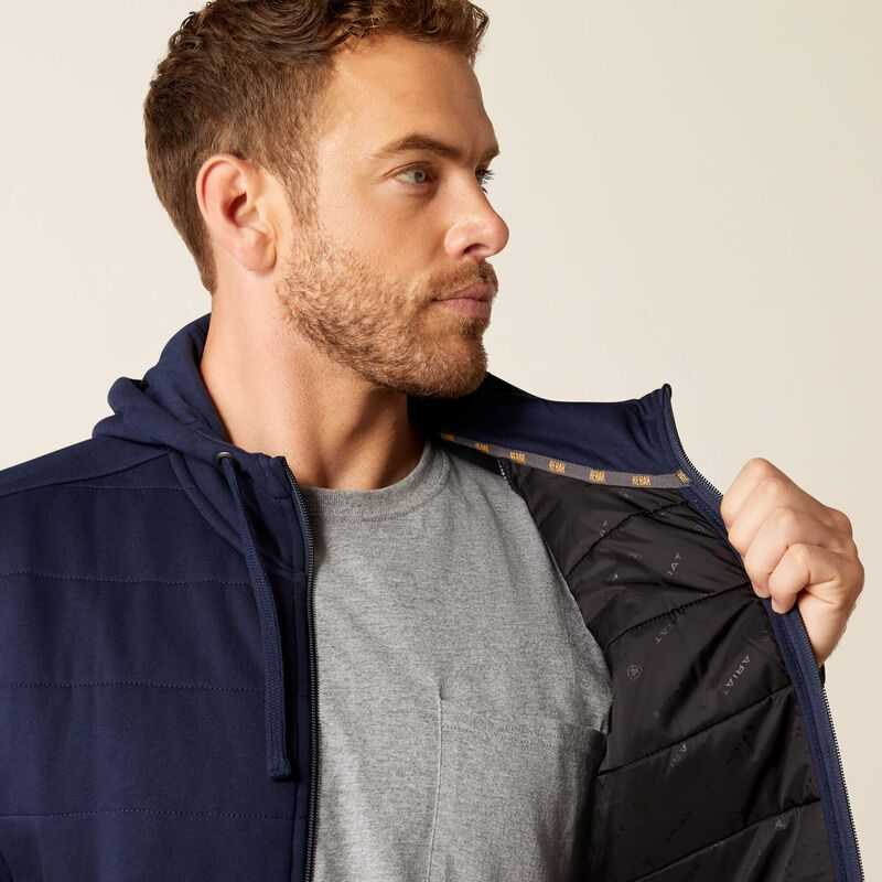 Ariat Rebar All-Weather Insulated Full Zip Hoodie Navy | 723ABHQUS