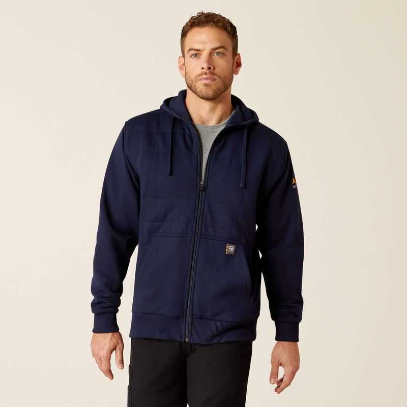 Ariat Rebar All-Weather Insulated Full Zip Hoodie Navy | 723ABHQUS