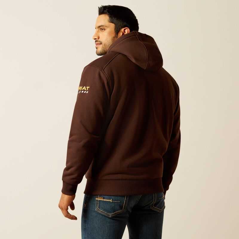 Ariat Rebar All-Weather Sherpa-Lined Full Zip Hoodie Coffee | 078NOLGJT