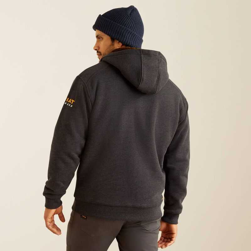 Ariat Rebar All-Weather Sherpa-Lined Full Zip Hoodie Grey | 179IKRQNT