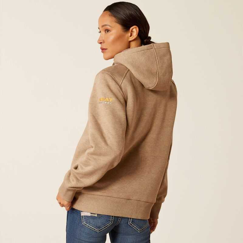 Ariat Rebar All-Weather Sherpa Full Zip Hoodie Beige | 493LMIRZX