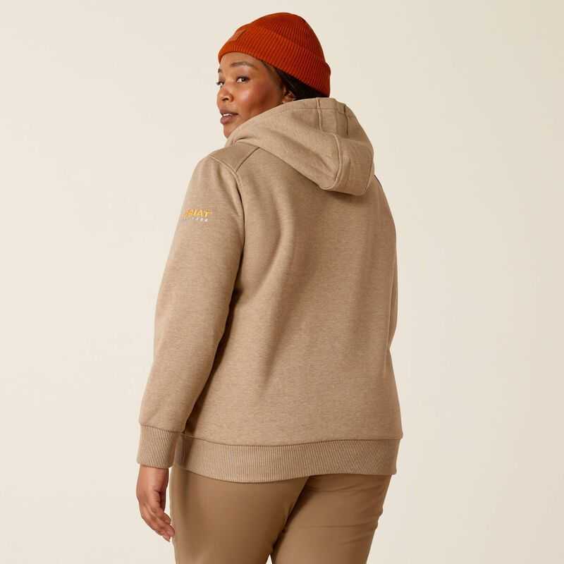 Ariat Rebar All-Weather Sherpa Full Zip Hoodie Beige | 493LMIRZX