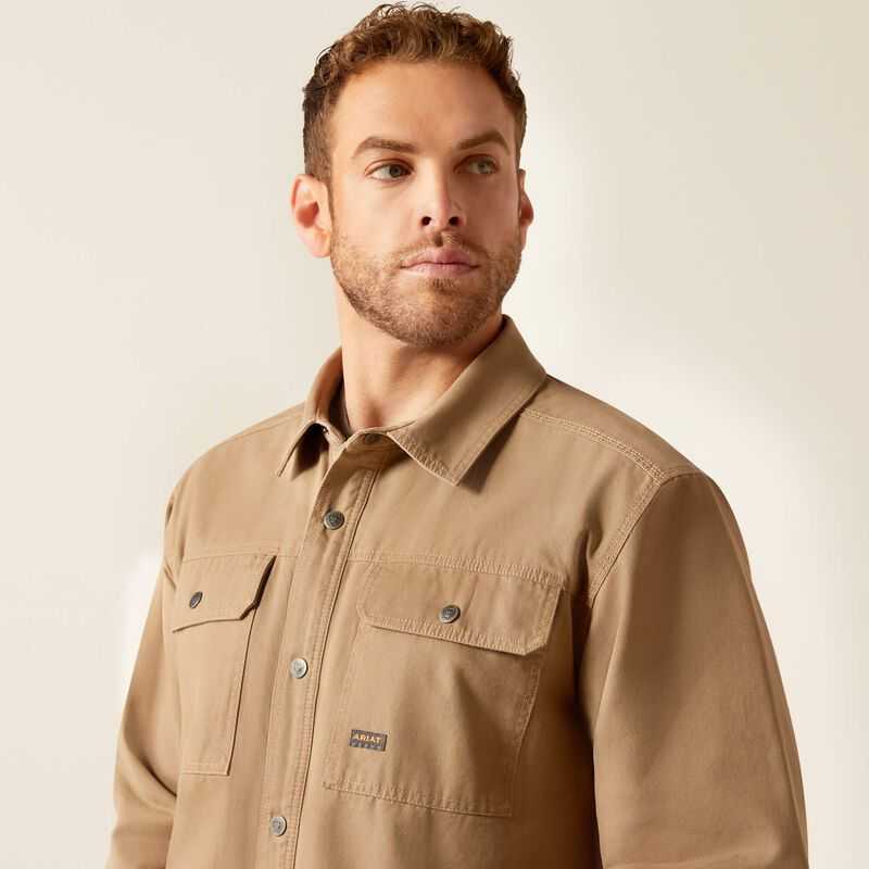 Ariat Rebar Canvas Shirt Jacket Khaki | 417YFHGEZ