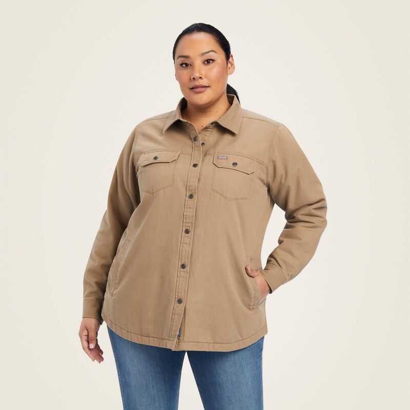 Ariat Rebar Classic Canvas Shirt Jacket Khaki | 684LOGMTA