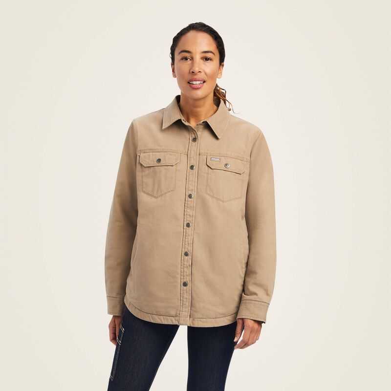 Ariat Rebar Classic Canvas Shirt Jacket Khaki | 684LOGMTA