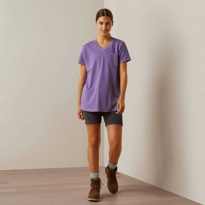 Ariat Rebar Cotton Strong American Flag Graphc T-Shirt Purple | 572IZEADP