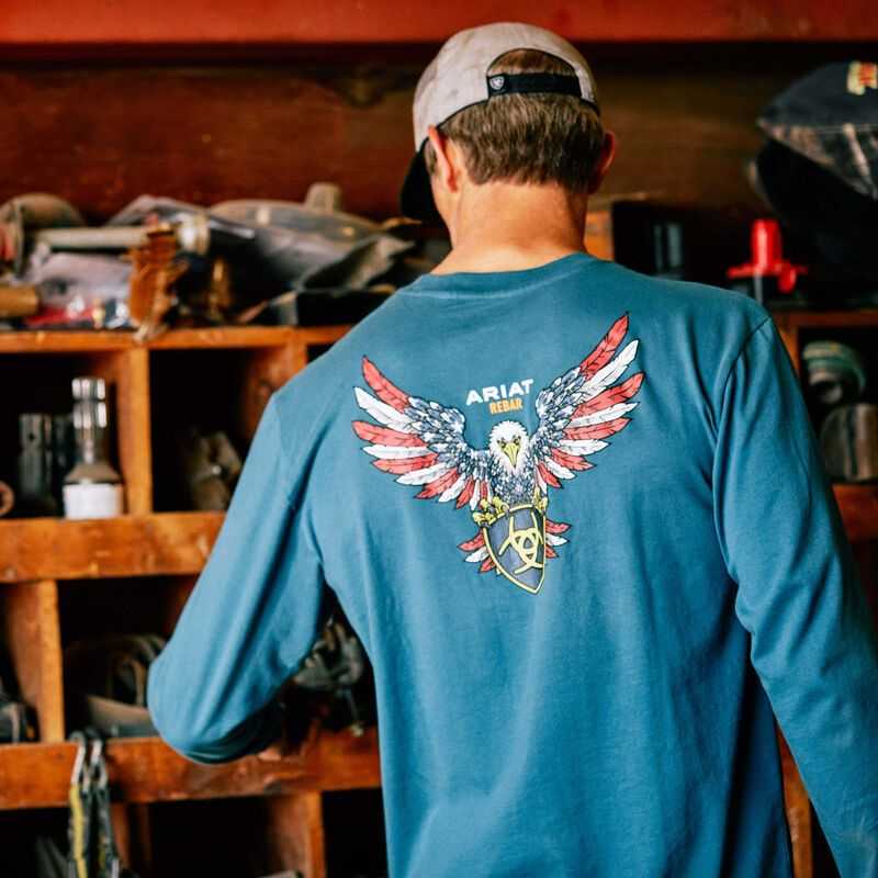 Ariat Rebar Cotton Strong American Raptor T-Shirt Turquoise | 126YMSUZE