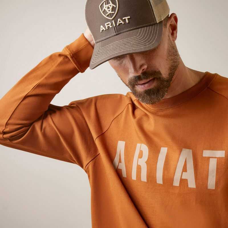 Ariat Rebar Cotton Strong Block T-Shirt Carmel Cafe | 375TNJUZH