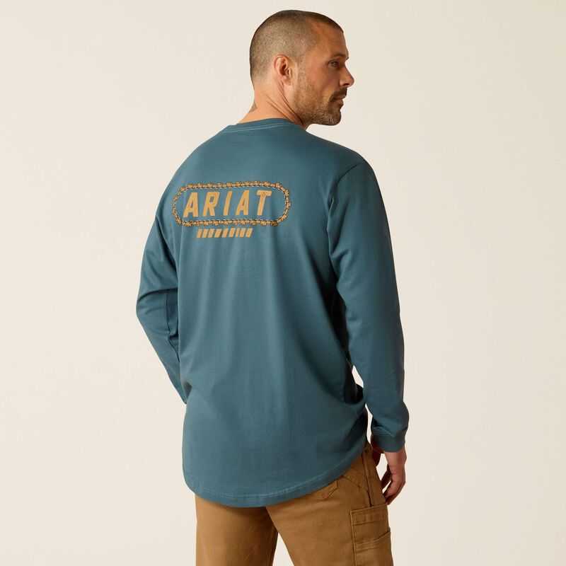 Ariat Rebar Cotton Strong Chainsaw Logo T-Shirt Stargazer | 852ORJUDI