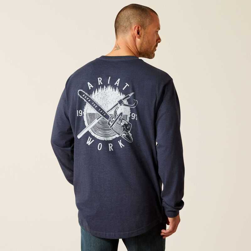 Ariat Rebar Cotton Strong Chainsaw T-Shirt Navy | 685ELRMBI