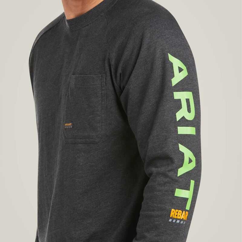 Ariat Rebar Cotton Strong Graphic T-Shirt Grey / Light Green | 529SERYTP