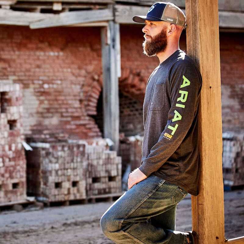 Ariat Rebar Cotton Strong Graphic T-Shirt Grey / Light Green | 529SERYTP