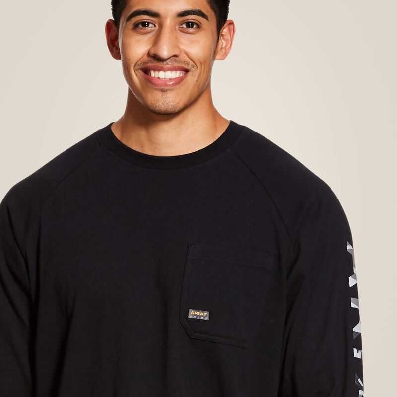 Ariat Rebar Cotton Strong Graphic T-Shirt Black | 360KADWET