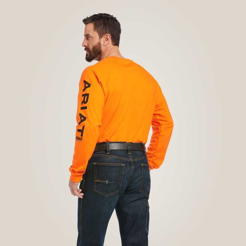 Ariat Rebar Cotton Strong Graphic T-Shirt Orange / Black | 123YWPUNB