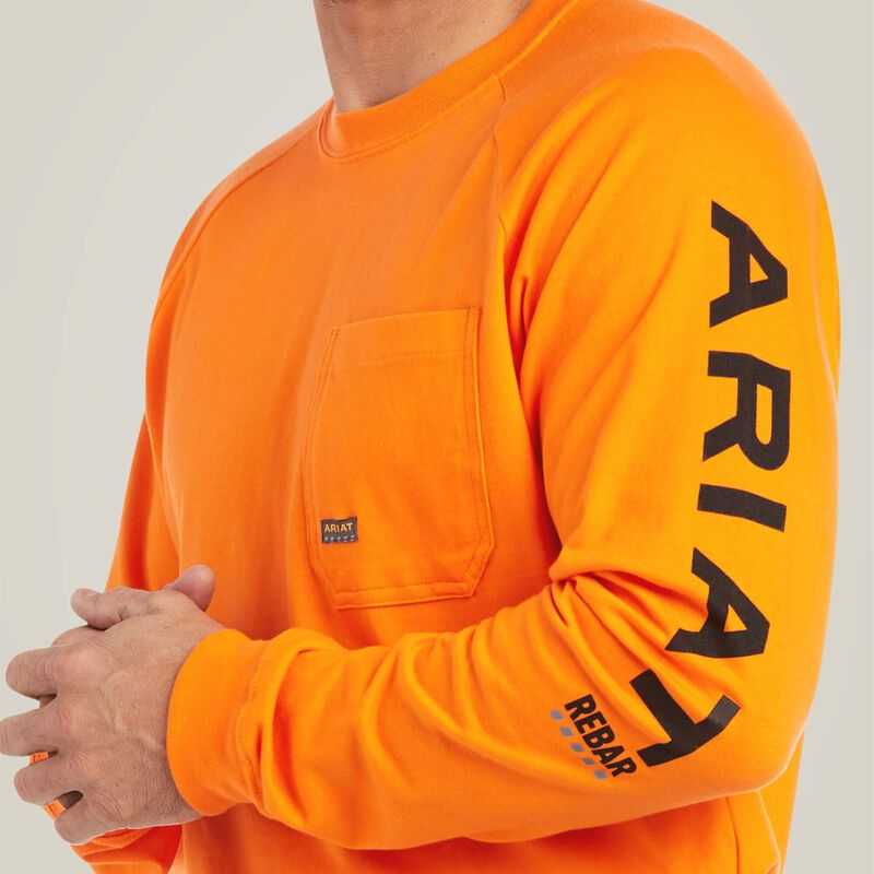 Ariat Rebar Cotton Strong Graphic T-Shirt Orange / Black | 123YWPUNB