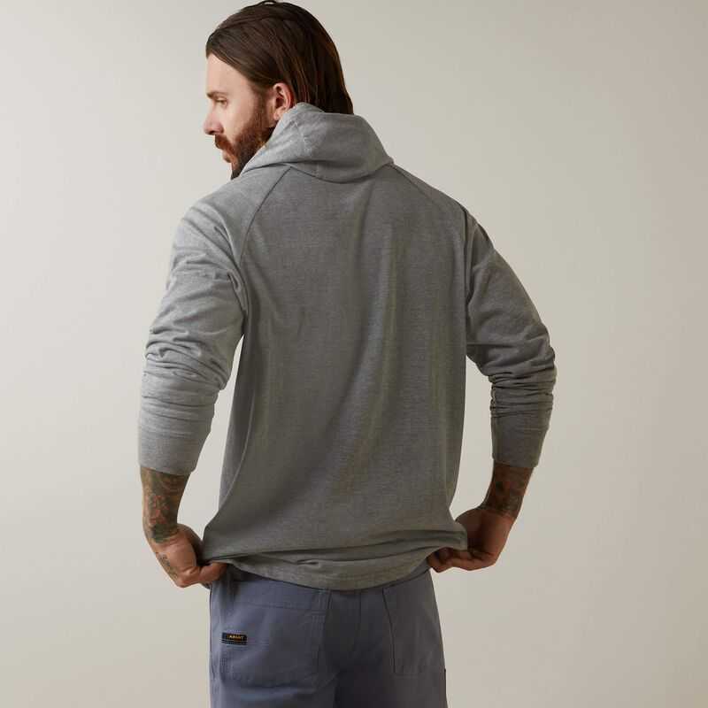 Ariat Rebar Cotton Strong Hooded T-Shirt Grey | 946UFTXOY