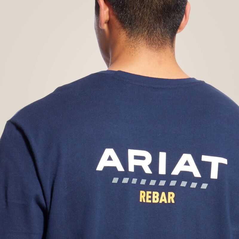 Ariat Rebar Cotton Strong Logo T-Shirt Navy | 028NIVBLA