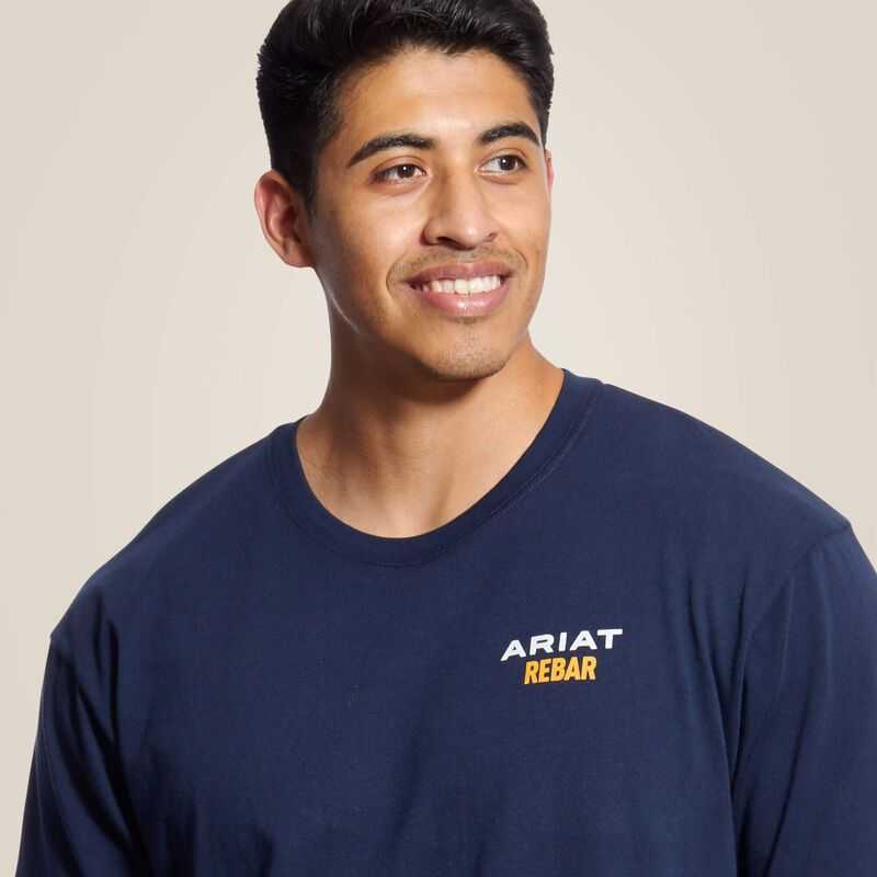 Ariat Rebar Cotton Strong Logo T-Shirt Navy | 028NIVBLA