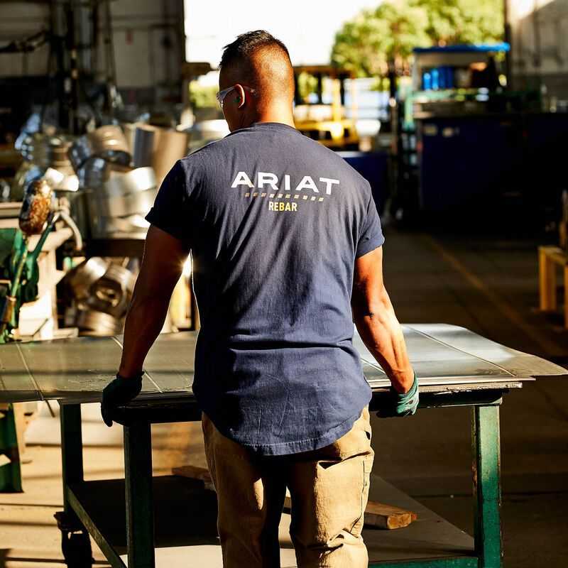 Ariat Rebar Cotton Strong Logo T-Shirt Navy | 028NIVBLA