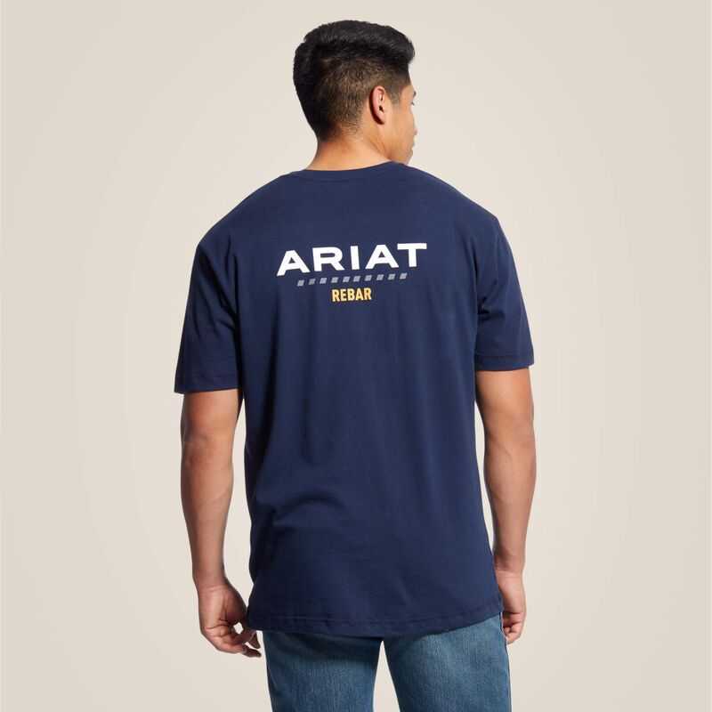 Ariat Rebar Cotton Strong Logo T-Shirt Navy | 028NIVBLA