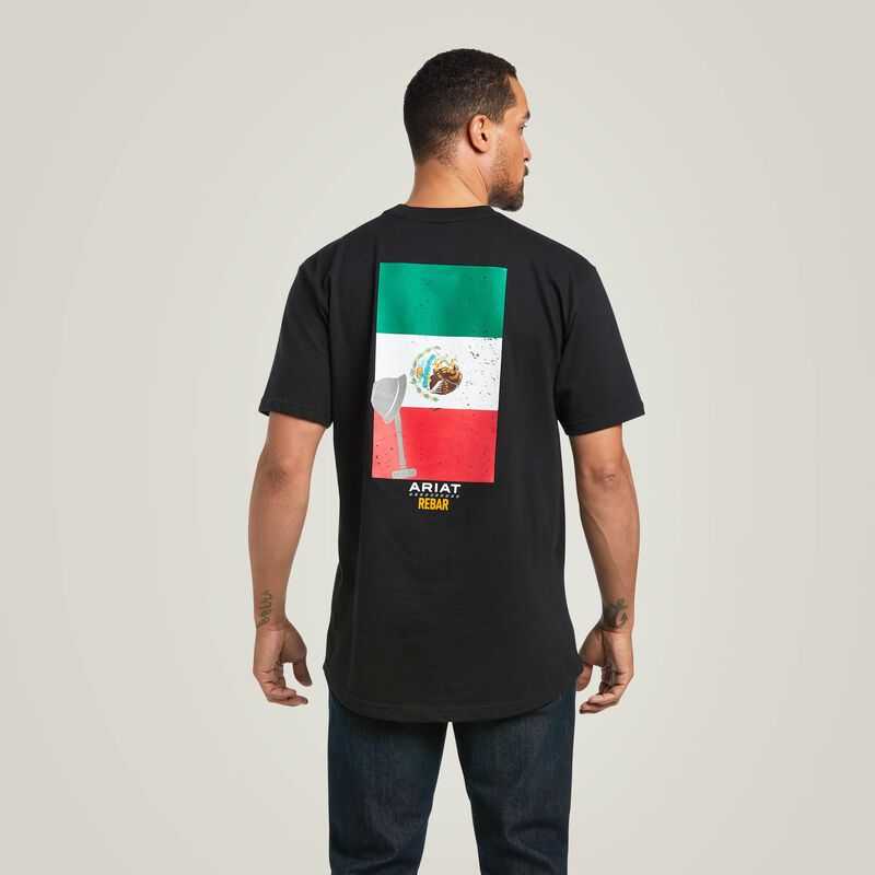 Ariat Rebar Cotton Strong Mexican Pride Graphic T-Shirt Black | 435OLXAGQ