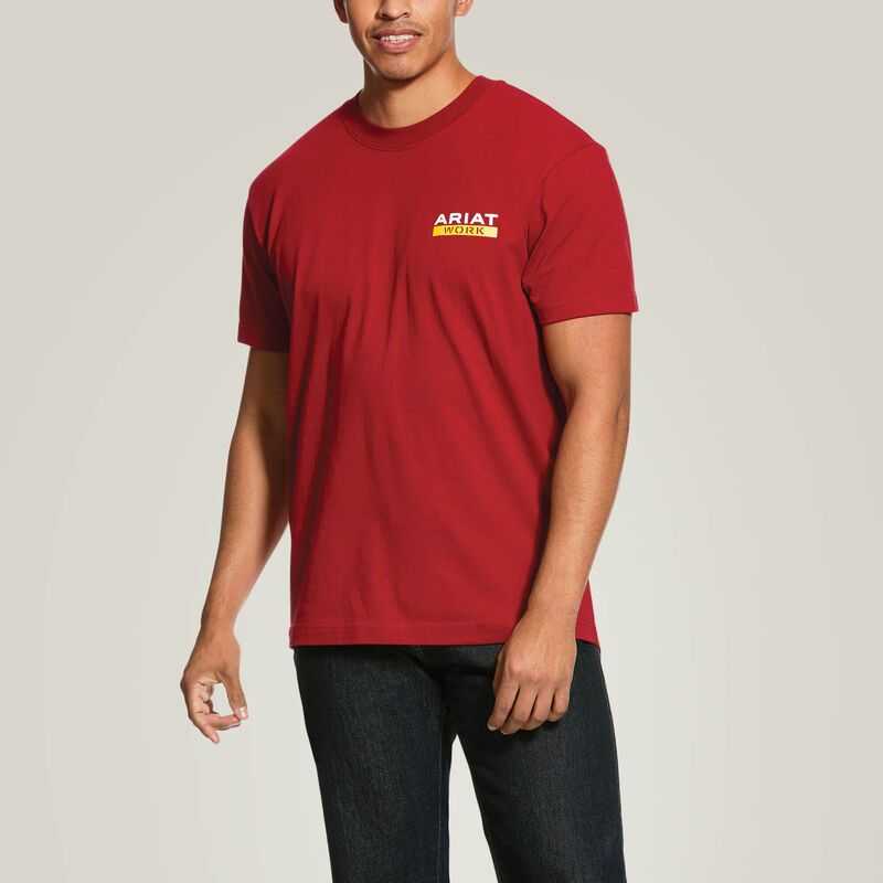 Ariat Rebar Cotton Strong Roughneck Graphic T-Shirt Red | 457XCZWGQ