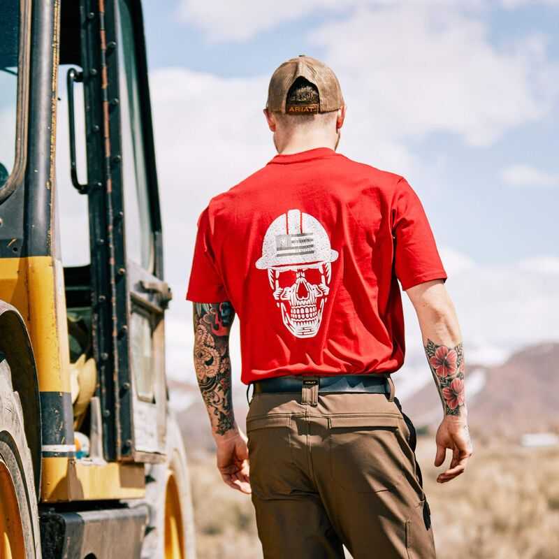 Ariat Rebar Cotton Strong Roughneck Graphic T-Shirt Red | 457XCZWGQ