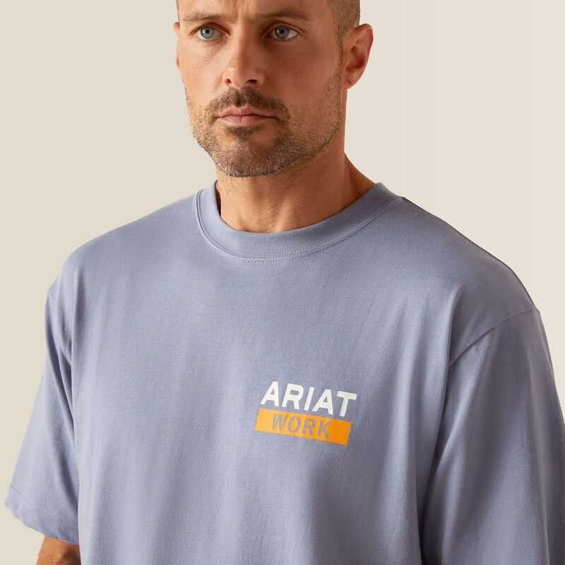 Ariat Rebar Cotton Strong Roughneck Graphic T-Shirt Infinity Heather | 314DEGXNU