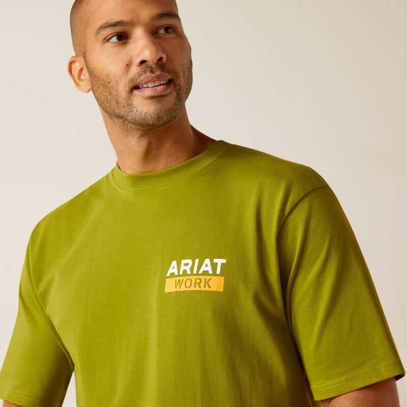 Ariat Rebar Cotton Strong Roughneck Graphic T-Shirt Green | 563JNSFHZ