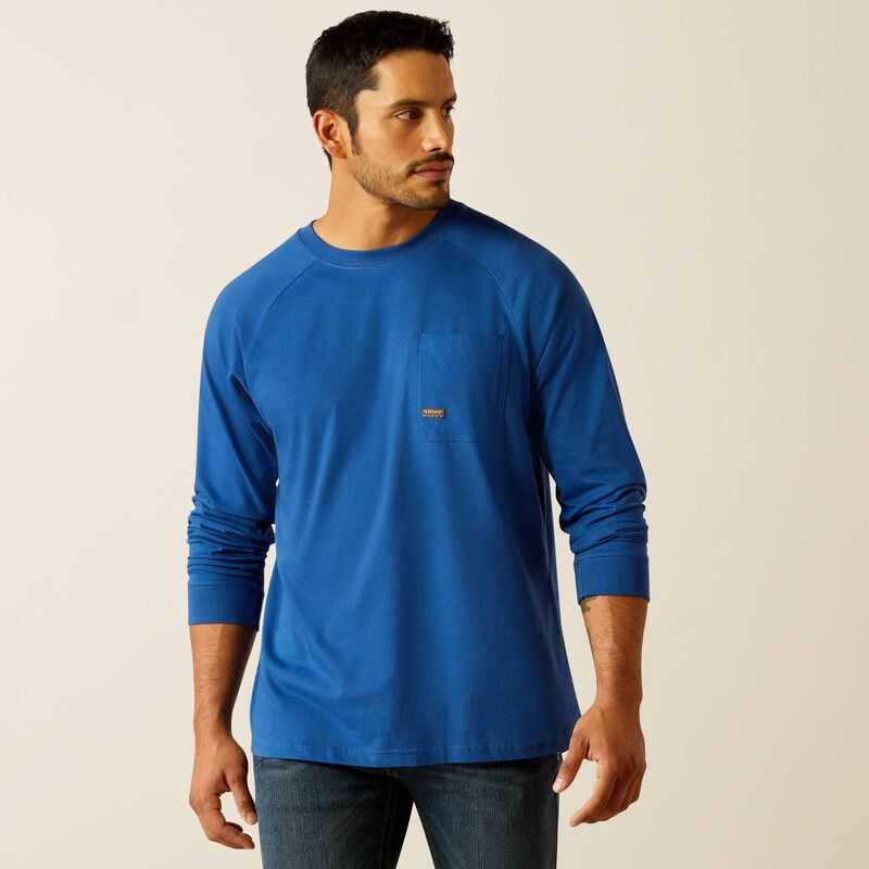 Ariat Rebar Cotton Strong Roughneck T-Shirt Blue | 653TDCYLS