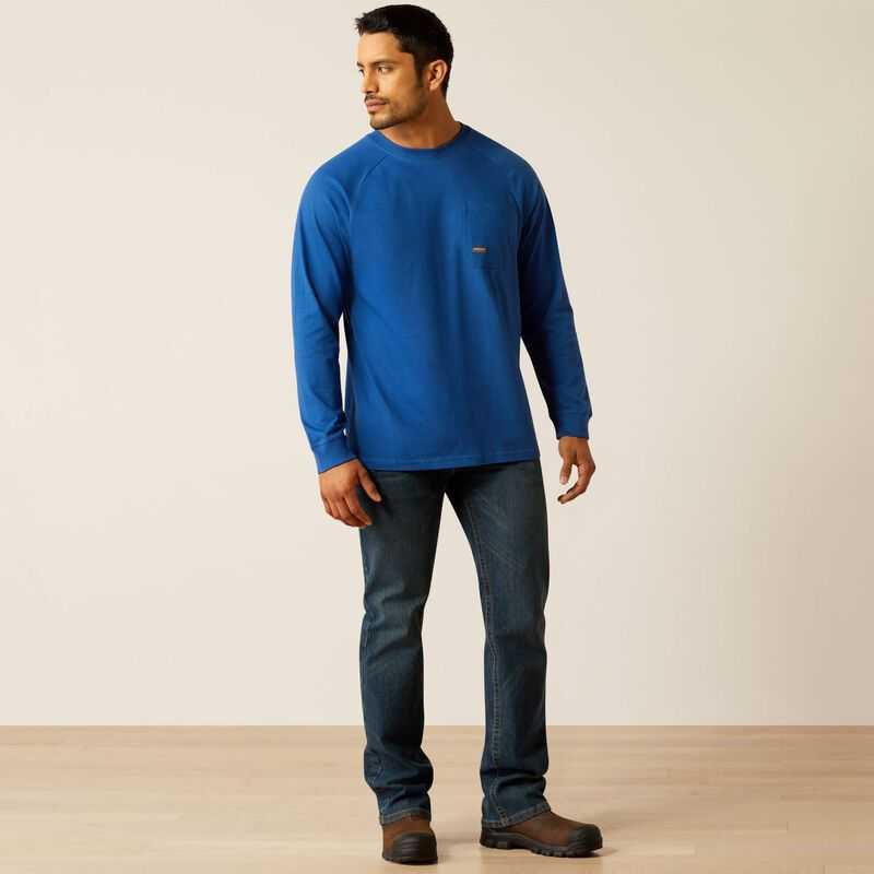 Ariat Rebar Cotton Strong Roughneck T-Shirt Blue | 653TDCYLS