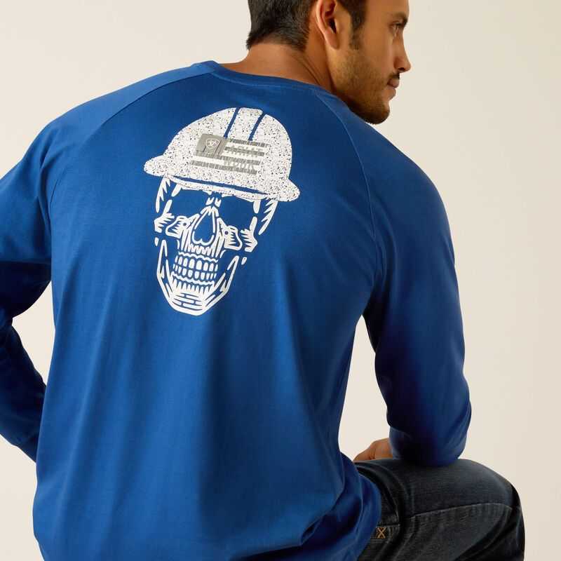 Ariat Rebar Cotton Strong Roughneck T-Shirt Blue | 653TDCYLS