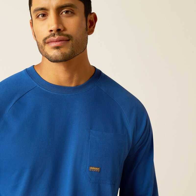 Ariat Rebar Cotton Strong Roughneck T-Shirt Blue | 653TDCYLS