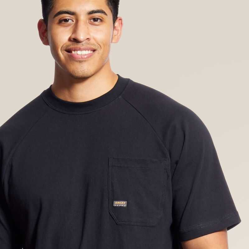 Ariat Rebar Cotton Strong T-Shirt Black | 985SDJEYP